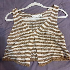 Altar'd State Brown and White Knit Top